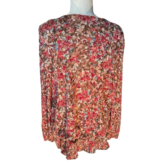 Flowy ruffle v neck dark academia poet style floral long sleeve Tunic top sz 3x - Picture 9 of 12